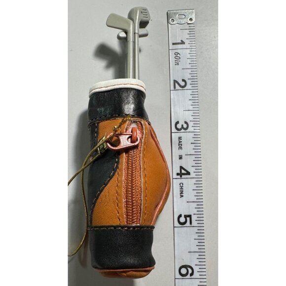 Brown & Black Color Leather/Plastic Golf Club Set Christmas Ornament 6" Tall - Picture 10 of 10